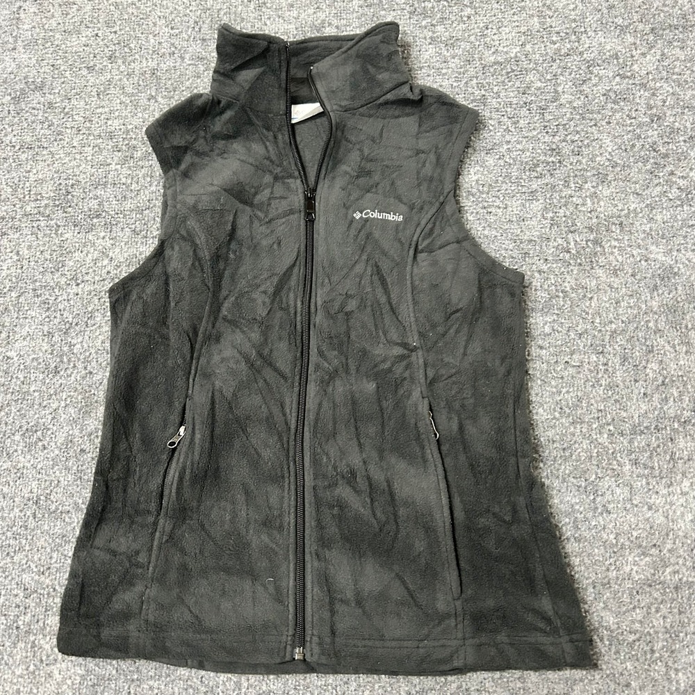 Columbia Vest Womens Size S Black Fleece Full Zip Mock Neck Lightweight Casual